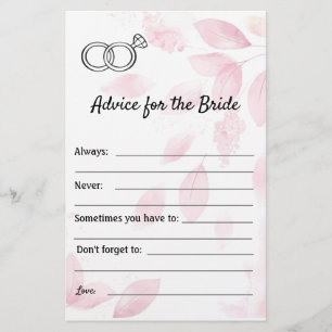 Advice for the Bride - Pink Watercolor Flyer