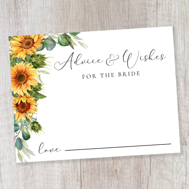 Advice For The Bride Sunflower Bridal Shower Enclosure Card (Creator Uploaded)