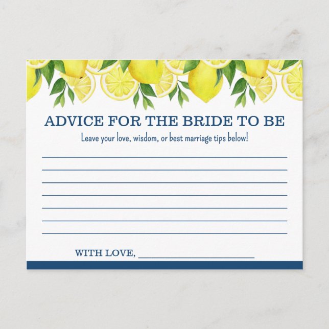 Advice for the Bride-to-Be Card Lemon Shower (Front)