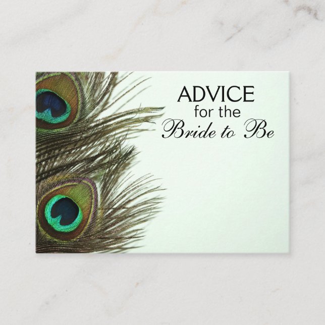 Advice for the Bride to Be Peacock Feather Cards (Front)