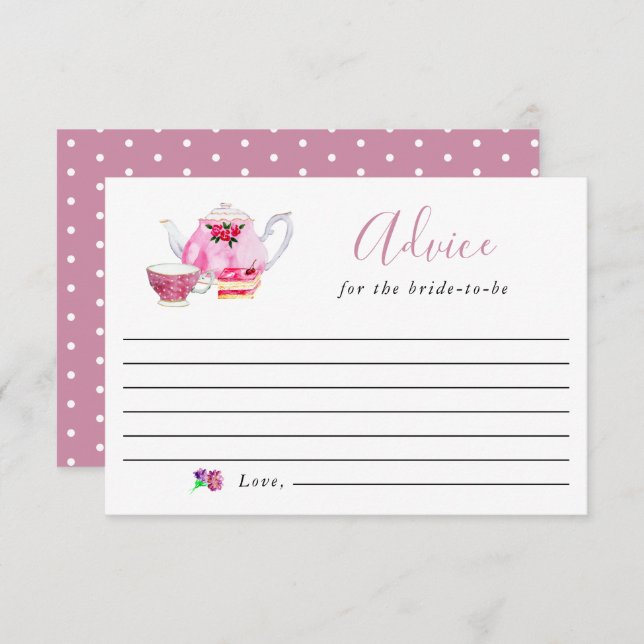 Advice For the Bride-to-Be Pink Tea Party Bridal (Front/Back)