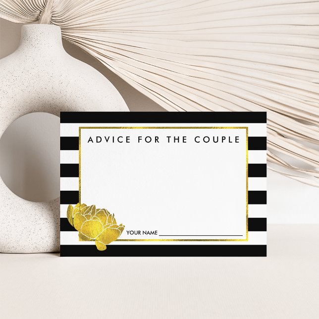 Advice for the Couple | Black Stripe & Gold Peony Card (Creator Uploaded)