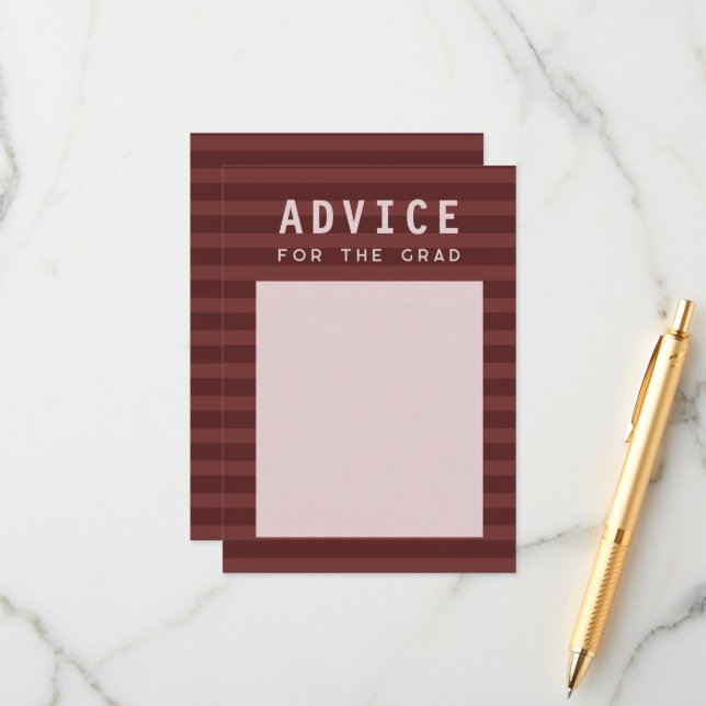 Advice for the Grad Modern Maroon Sporty Stripes Enclosure Card (Front/Back In Situ)