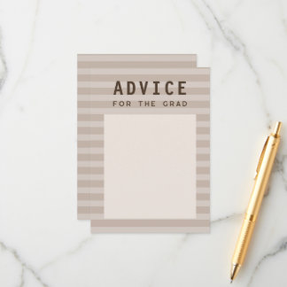 Advice for the Grad Modern Neutral Sporty Stripes Enclosure Card