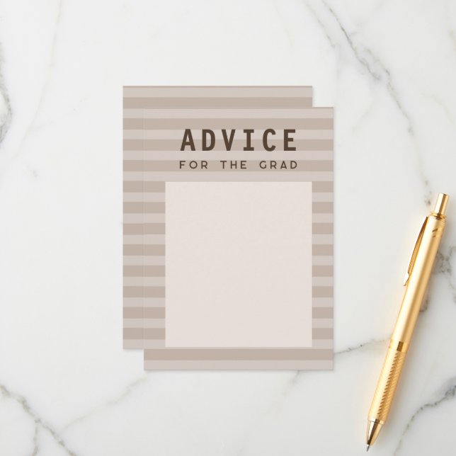 Advice for the Grad Modern Neutral Sporty Stripes Enclosure Card (Front/Back In Situ)