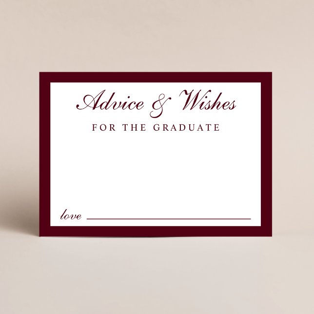 Advice For The Graduate Burgundy Graduation Enclosure Card (Creator Uploaded)