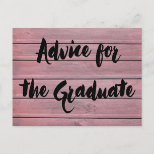 Advice For The Graduate Modern Rustic Wood Pink Postcard
