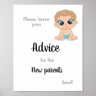 Advice for the New Parents Baby Boy Poster