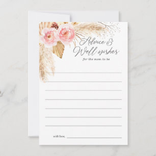 Advice for the new parents boho pink floral pampas card