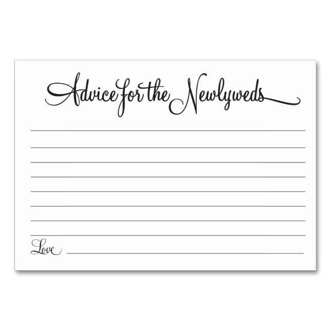 Advice for the Newlyweds Table Number (Front)