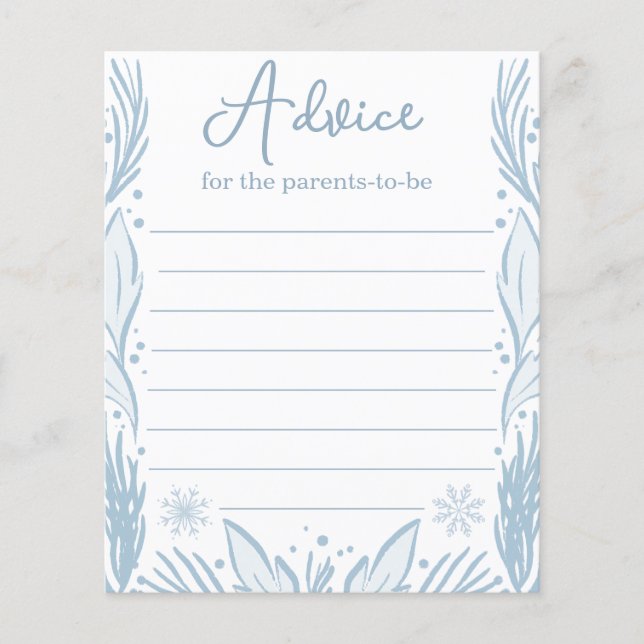 Advice for the Parents-to-be Baby Shower Game (Front)