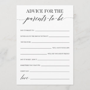 Advice For The Parents-To-Be Baby Shower Game Prog Programme