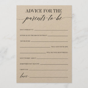 Advice For The Parents-To-Be Baby Shower Game Programme