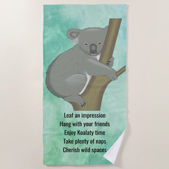 Advice from a Koala Design Beach Towel (Front)