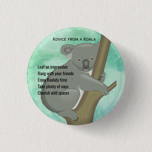 Advice from a Koala Design Button (Front)