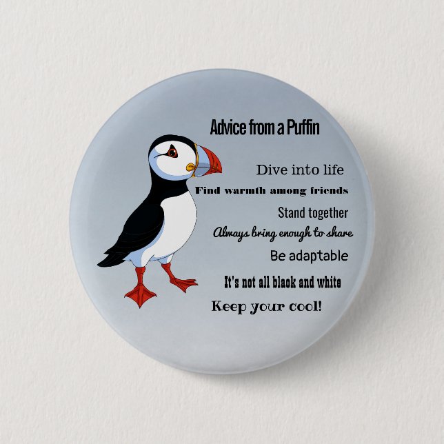 Advice from A Puffin Design Button (Front)