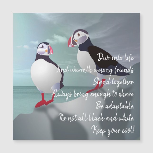 Advice from a Puffin Design Magnetic Card (Front)