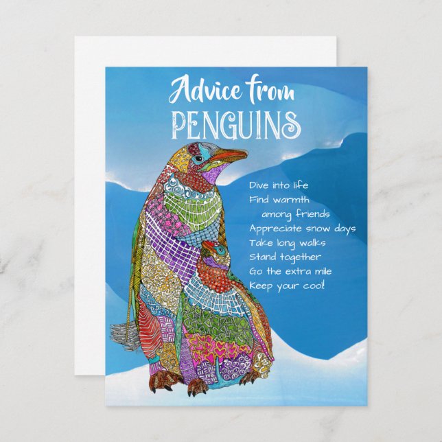 Advice from Penguins Flat Greeting Card (Front/Back)