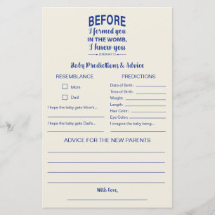 Advice & Predictions Bible Verse Baby shower Game