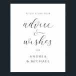 Advice Sign for Elegant Wedding Wishes<br><div class="desc">This elegant "Advice & Wishes" wedding sign is the perfect addition to any wedding reception! Crafted with a stunning swirly text that exudes elegance and sophistication, this sign is sure to capture the attention of your guests and invite them to share their heartfelt advice and wishes with the happy couple....</div>