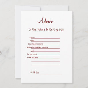 advice suggestion wedding bride groom part holiday card