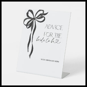 Advice To The Bride Black Bow Bridal Shower Game Pedestal Sign