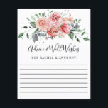 Advice & Well Wishes Blush Pink Rose Spring Floral<br><div class="desc">Elegant pink rose watercolor floral bouquet wedding advice card</div>