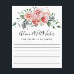 Advice & Well Wishes Blush Pink Rose Spring Floral<br><div class="desc">Elegant pink rose watercolor floral bouquet wedding advice card</div>