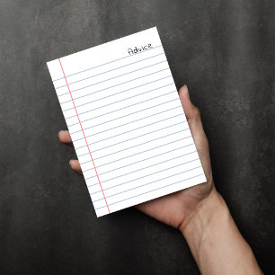 Advice White Lined Notebook Paper  Enclosure Card