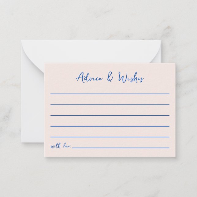 Advice & Wishes Blue Bow Hand Drawn Bridal Shower Card (Front)