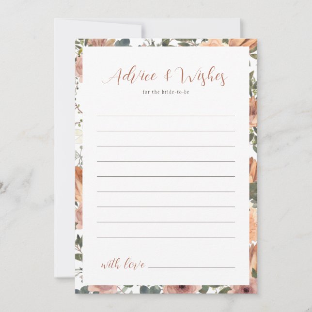 Advice & Wishes Blush Floral Fall Bridal Shower Invitation (Front)