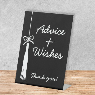 Advice & Wishes Coquette Bow Black Grad Tassel Pedestal Sign