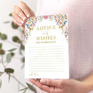 Advice & Wishes Floral Bridal Shower Game Card