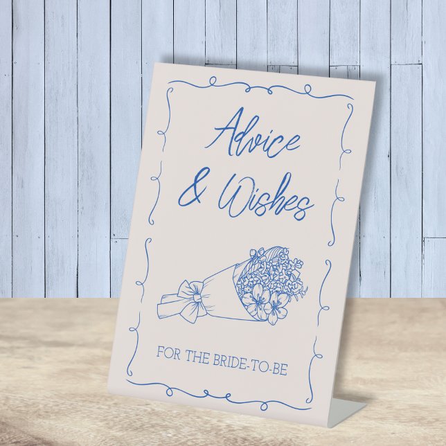 Advice & Wishes For Bride Flower Bridal Shower Pedestal Sign (Advice & Wishes For Bride Flower Bridal Shower Pedestal Sign)
