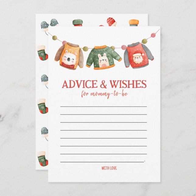 Advice & Wishes for Mummy, Christmas Baby Shower Card (Front/Back)