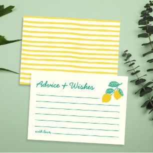 Advice & Wishes Lemon Yellow Citrus Bridal Shower Card