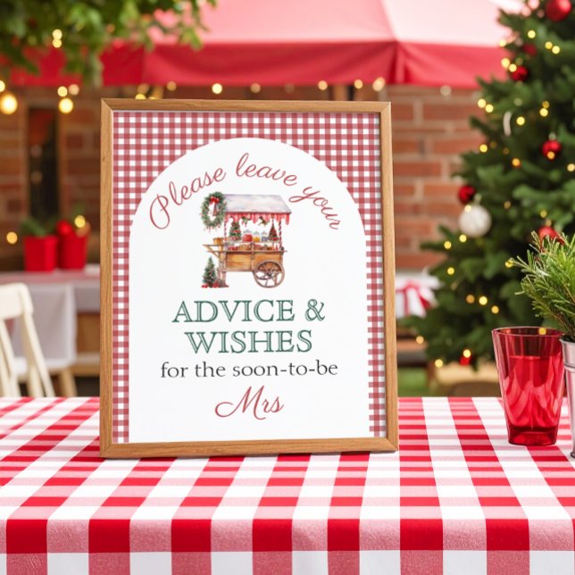Advice Wishes Red Christmas market Bridal Shower Poster (Creator Uploaded)