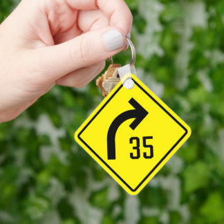 Advisory Curve 35 MPH  Key Ring