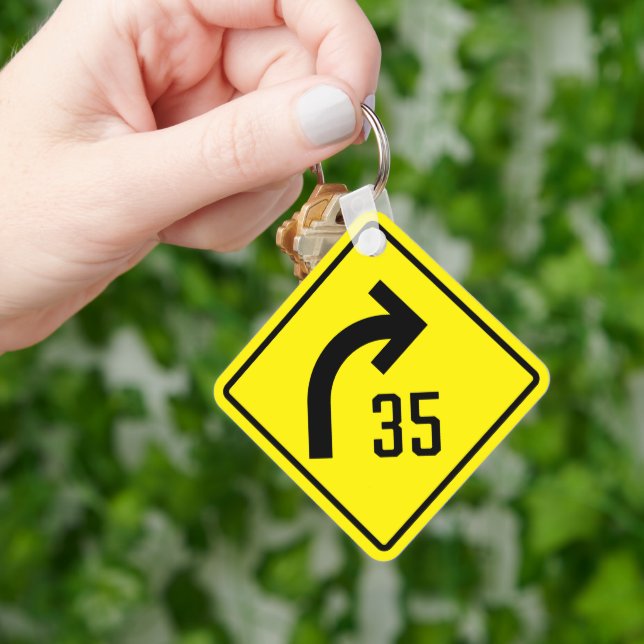 Advisory Curve 35 MPH  Key Ring (Hand)