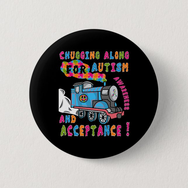 Advocate Acceptance Train Puzzle Cool Autism Aware 6 Cm Round Badge (Front)