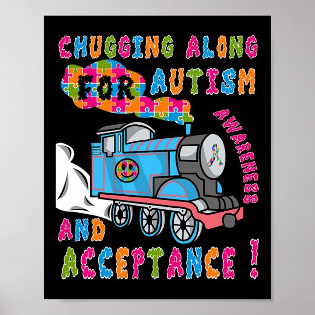 Advocate Acceptance Train Puzzle Cool Autism Aware Poster (Front)