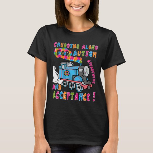 Advocate Acceptance Train Puzzle Cool Autism Aware T-Shirt (Front)