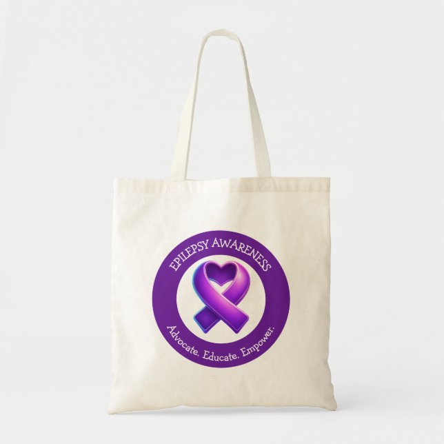 Advocate. Educate. Empower.| Epilepsy Awareness Tote Bag (Front)