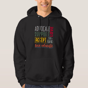Advocate Love Support Accept Be Kind Autism Awaren Hoodie