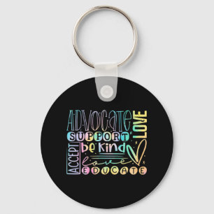Advocate Love Support Accept Be Kind Autism Awaren Key Ring