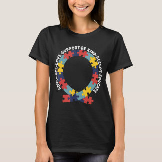 Advocate Love Support Accept Be Kind Autism Awaren T-Shirt