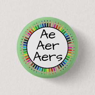 Ae Aer Aers Pronouns Circle of Coloured Pencils 3 Cm Round Badge