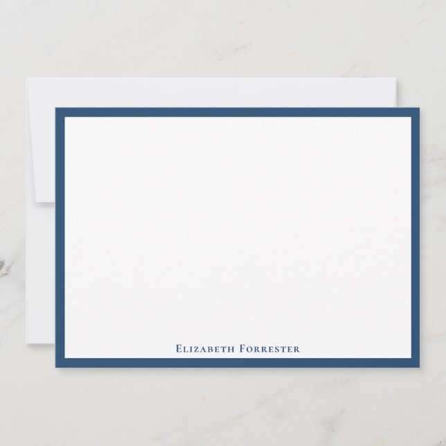 Aegean Blue Elegant Modern Flat Note Card (Front)