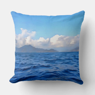 Aegean Blue Marmaris Turquoise Coast Painting Cushion