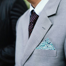 Aegean Teal Mosaic Wedding Pocket Square